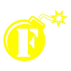 Yellow F Bomb 6Wx4.8H Premium permanent vinyl decal
